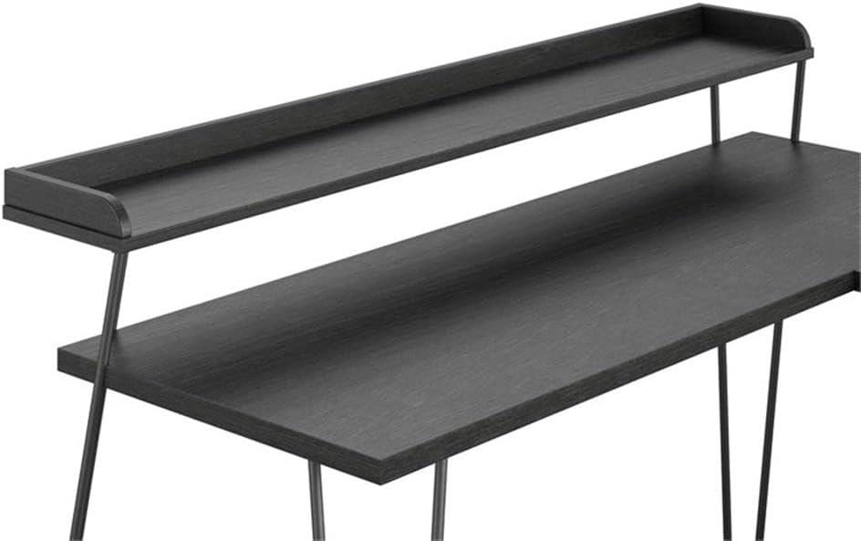 Shanewood 55.1 in. L-Shape Black Oak Computer Desk with Riser