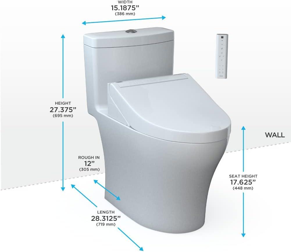 Cotton White Elongated Dual Flush One-Piece Toilet with Bidet Seat