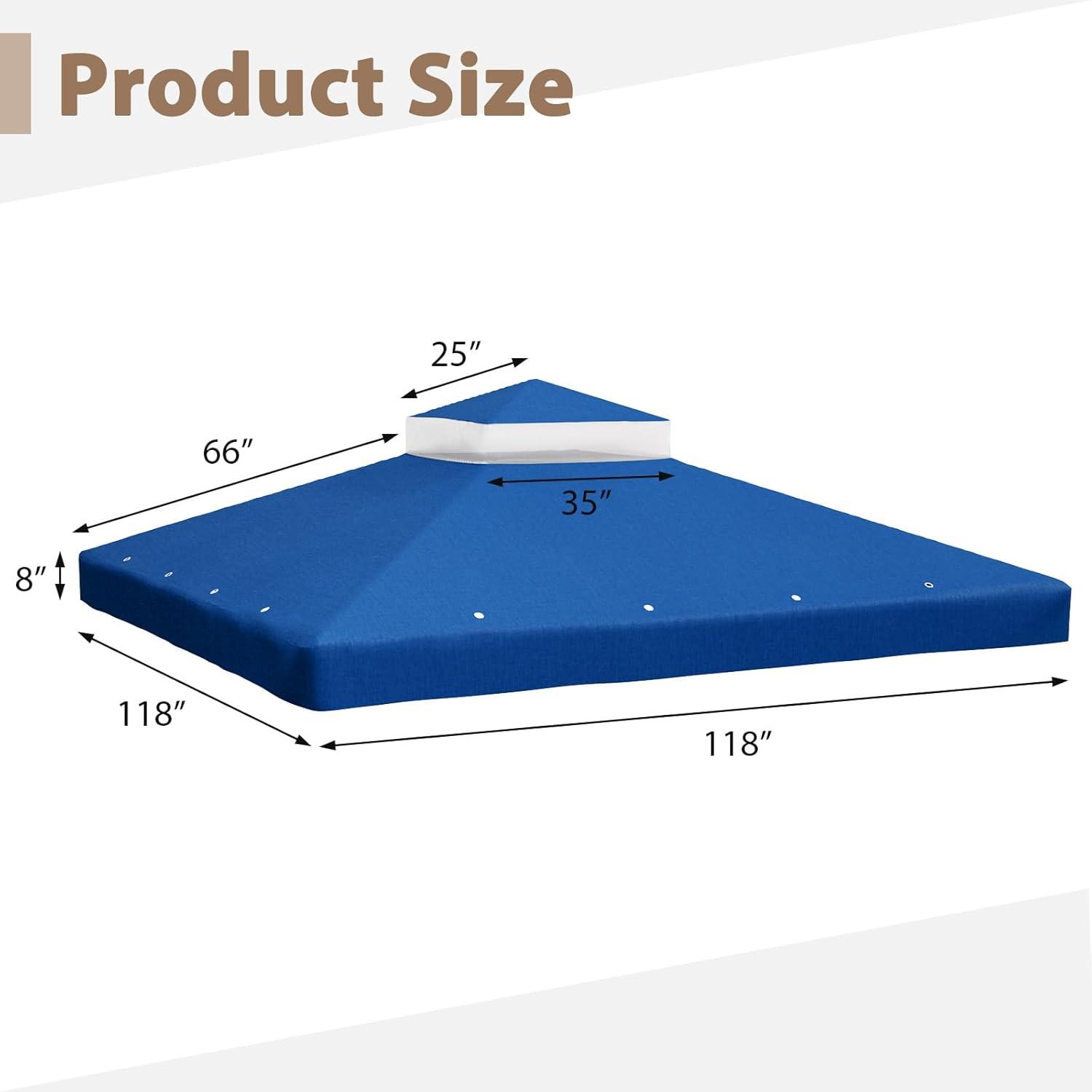 SUNNY 10x10 FT Gazebo Replacement Canopy Top Double Tier Canopy Top Cover (Blue)