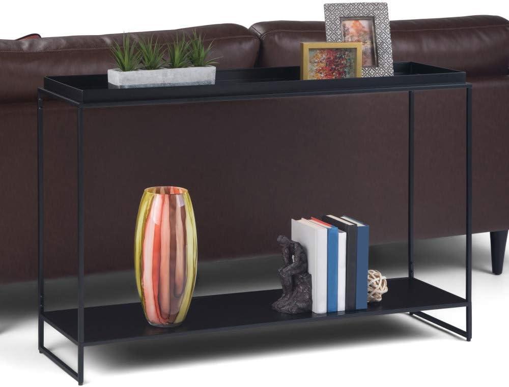 Garner Black Metal Tray Top Console Table with Storage