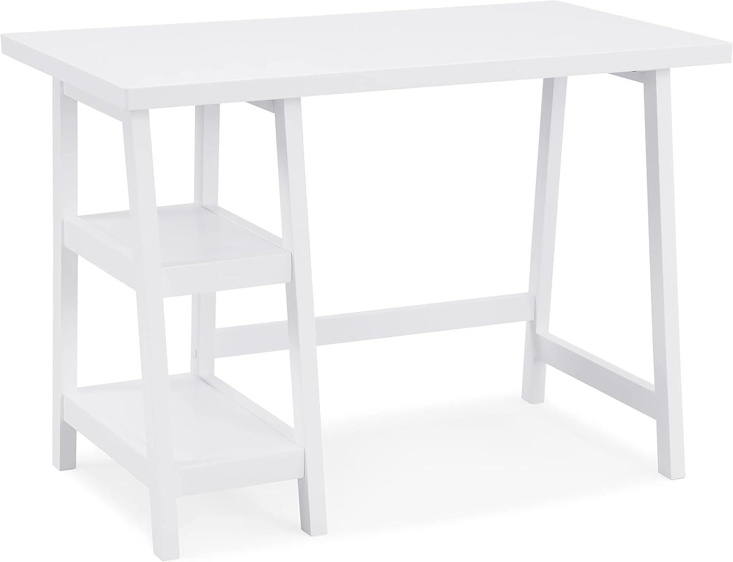 Roundhill Furniture Redina Contemporary Wood Writing Desk with Storage, White
