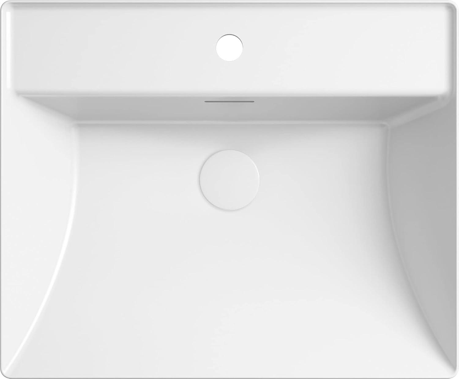 White Ceramic Rectangular Vessel Bathroom Sink