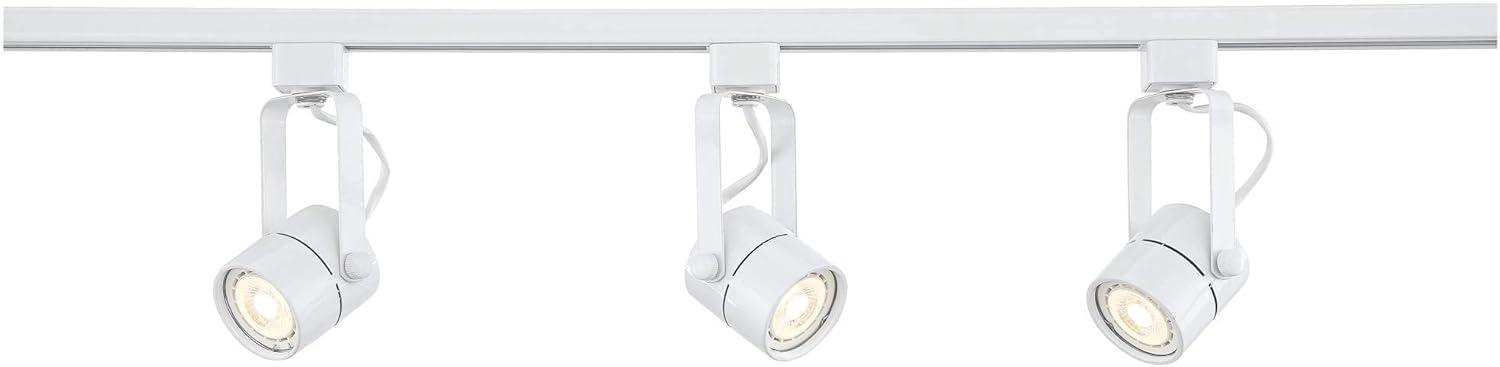 Pro Track Layna 3-Head LED Ceiling or Wall Track Light Fixture Kit Linear Bullet Spot Light GU10 Dimmable White Metal Modern Kitchen Bathroom 44" Wide