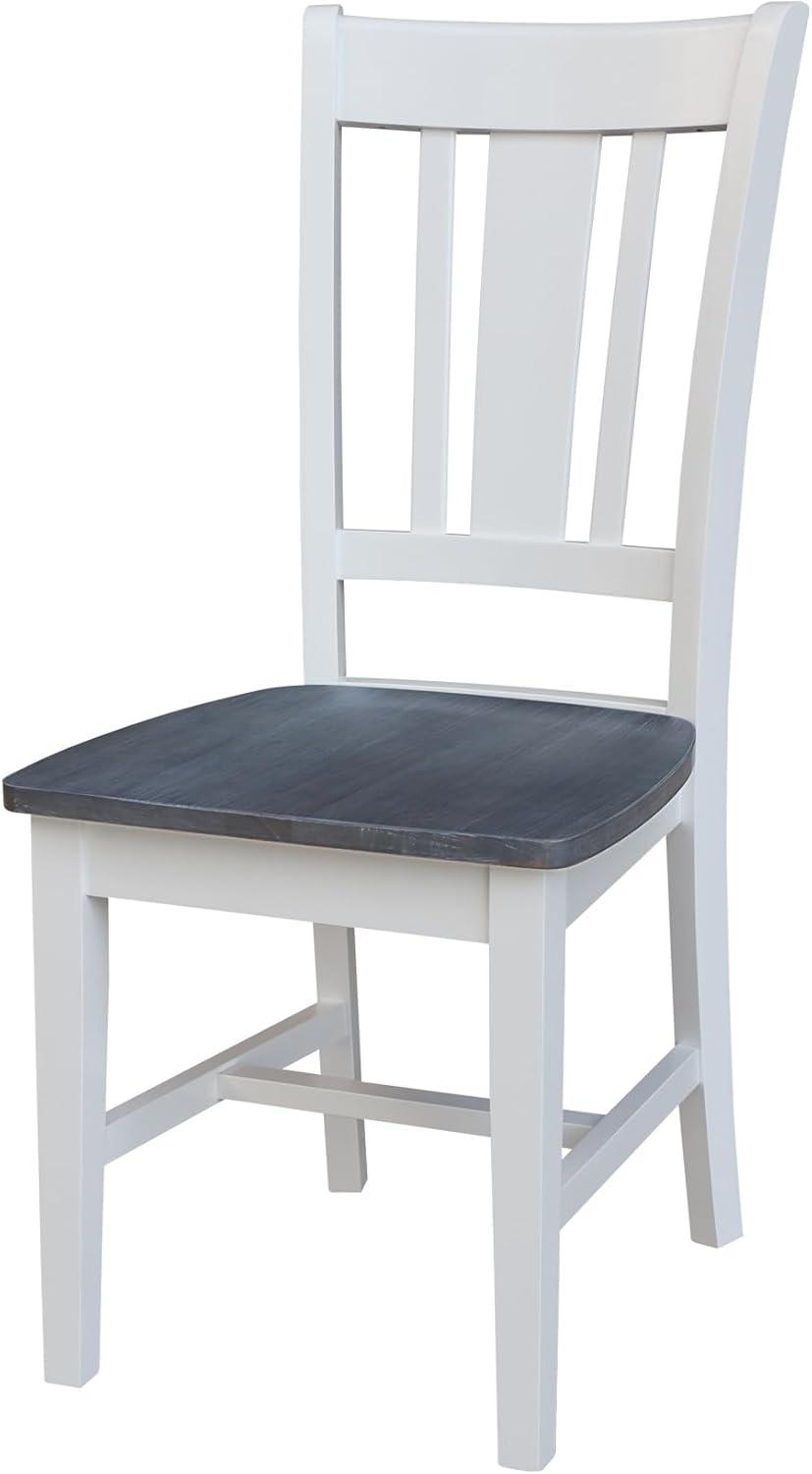 Elegant White Rubberwood Slat-Back Dining Chairs, Set of 2