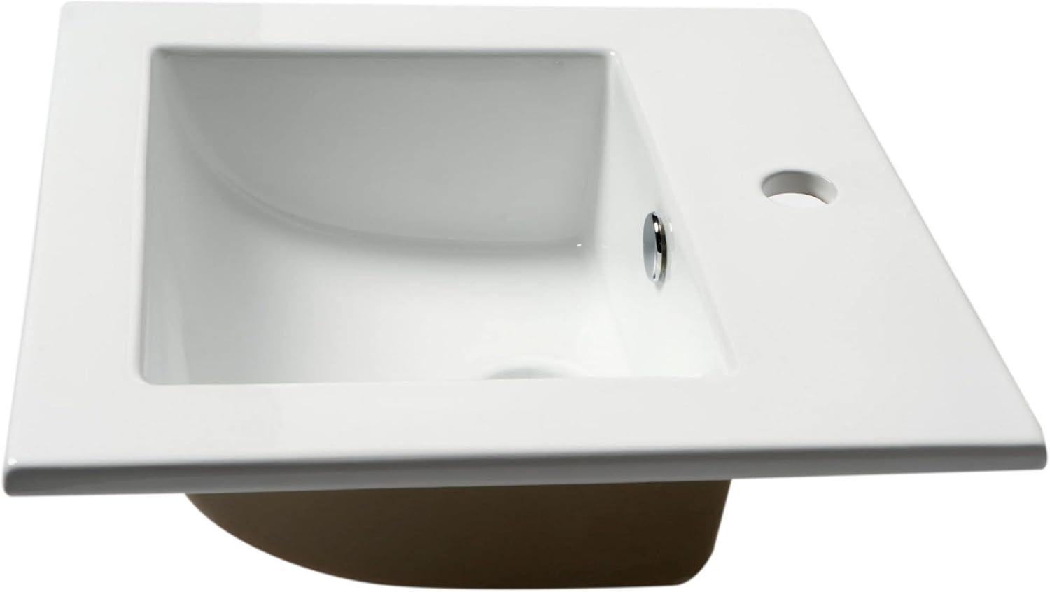 Alfi Brand 16.13'' White Porcelain Square Bathroom Sink with Overflow