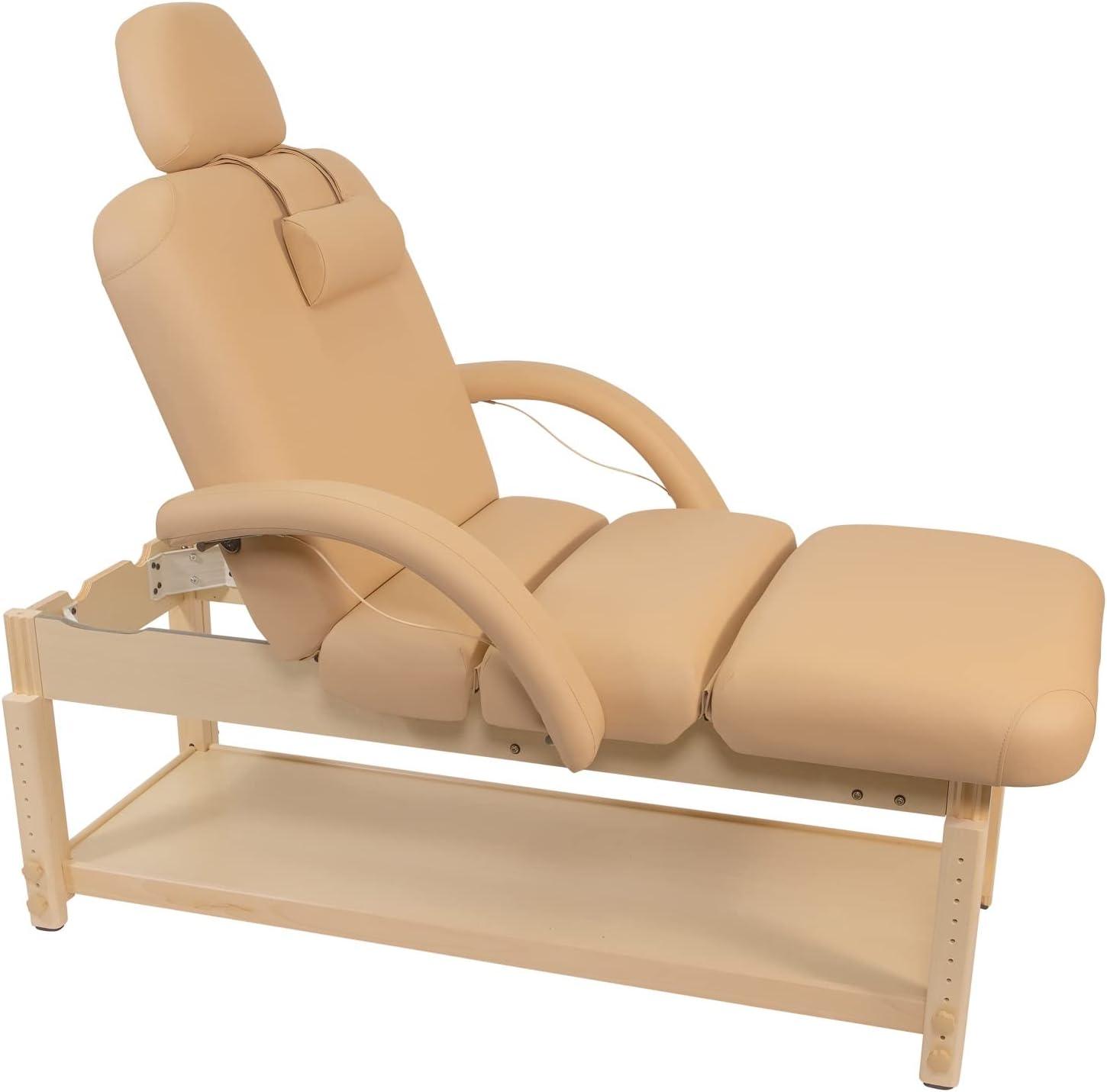 Spa Luxe Deluxe Adjustable Stationary Massage Table with Headrest and Arm Shelf