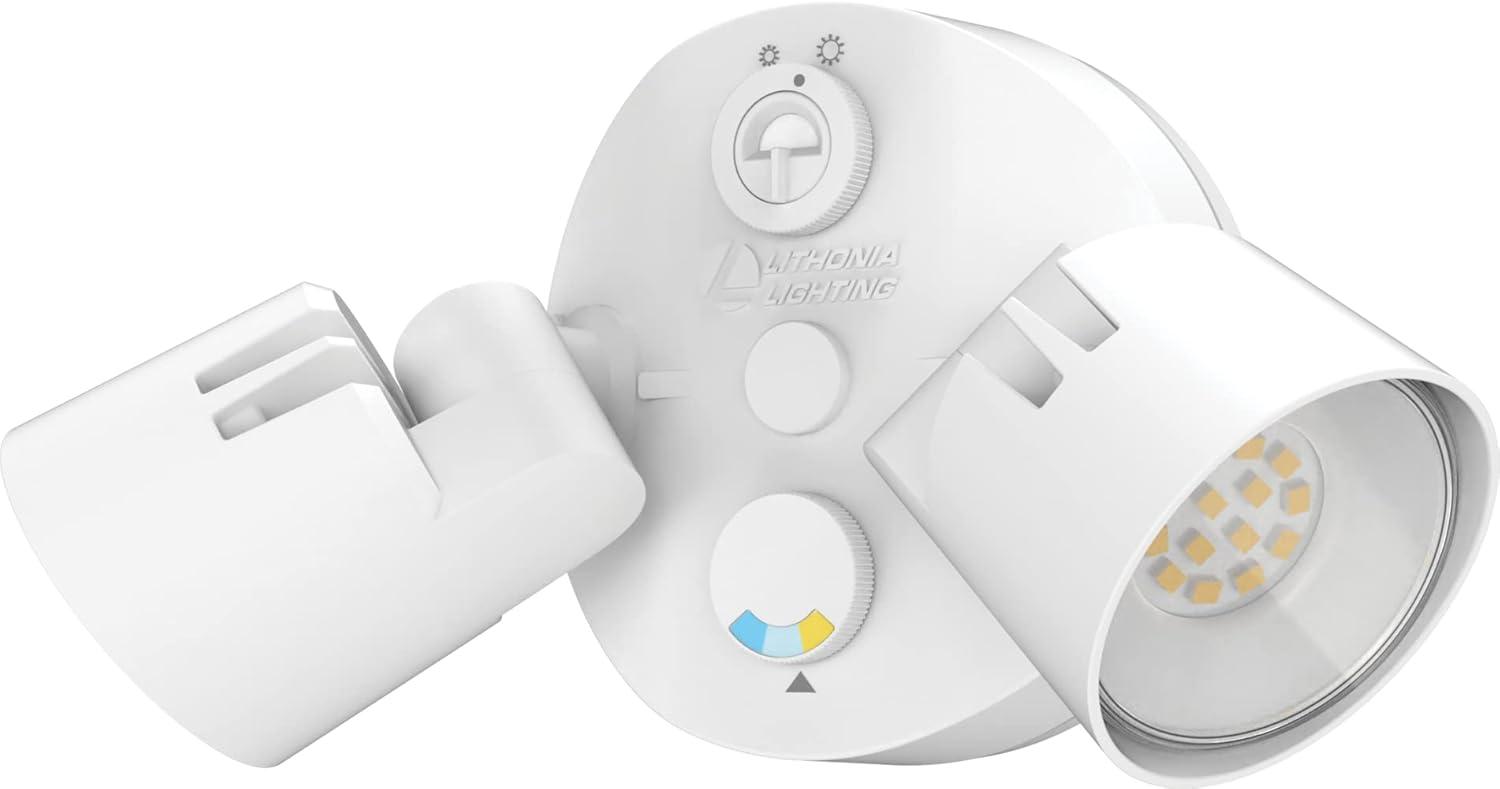 Lithonia Lighting 2 - Head Hardwired Dusk to Dawn Outdoor Security Flood Light with Motion Sensor