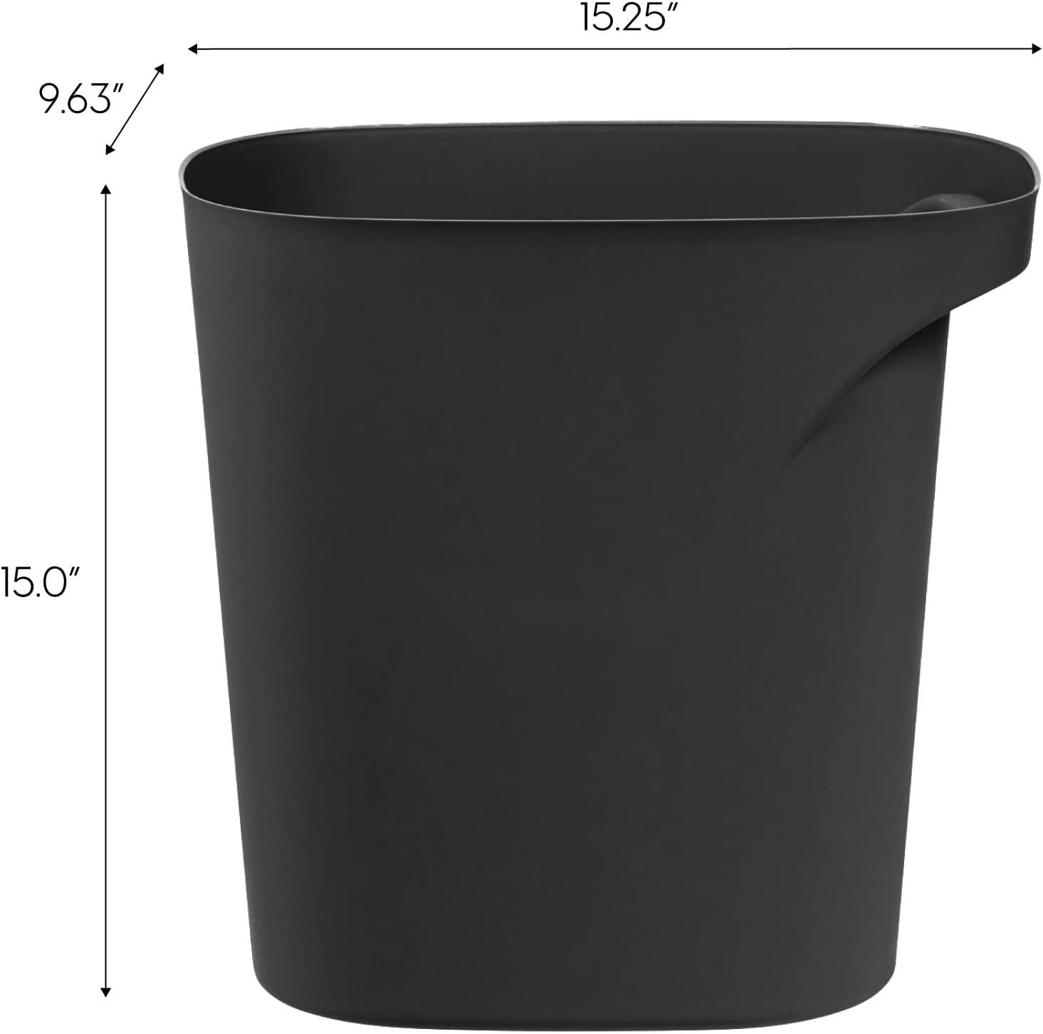 IRIS USA 6 Gallon / 24 Quart Plastic Wastebasket Garbage Trash Cans with Handles for Home Office Kitchen Bedroom Bathroom