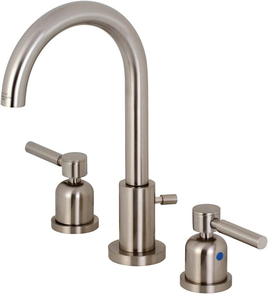 Kingston Brass Concord Two-Handle 3-Hole Deck Mount Widespread Bathroom Faucet with Brass Pop-Up Drain