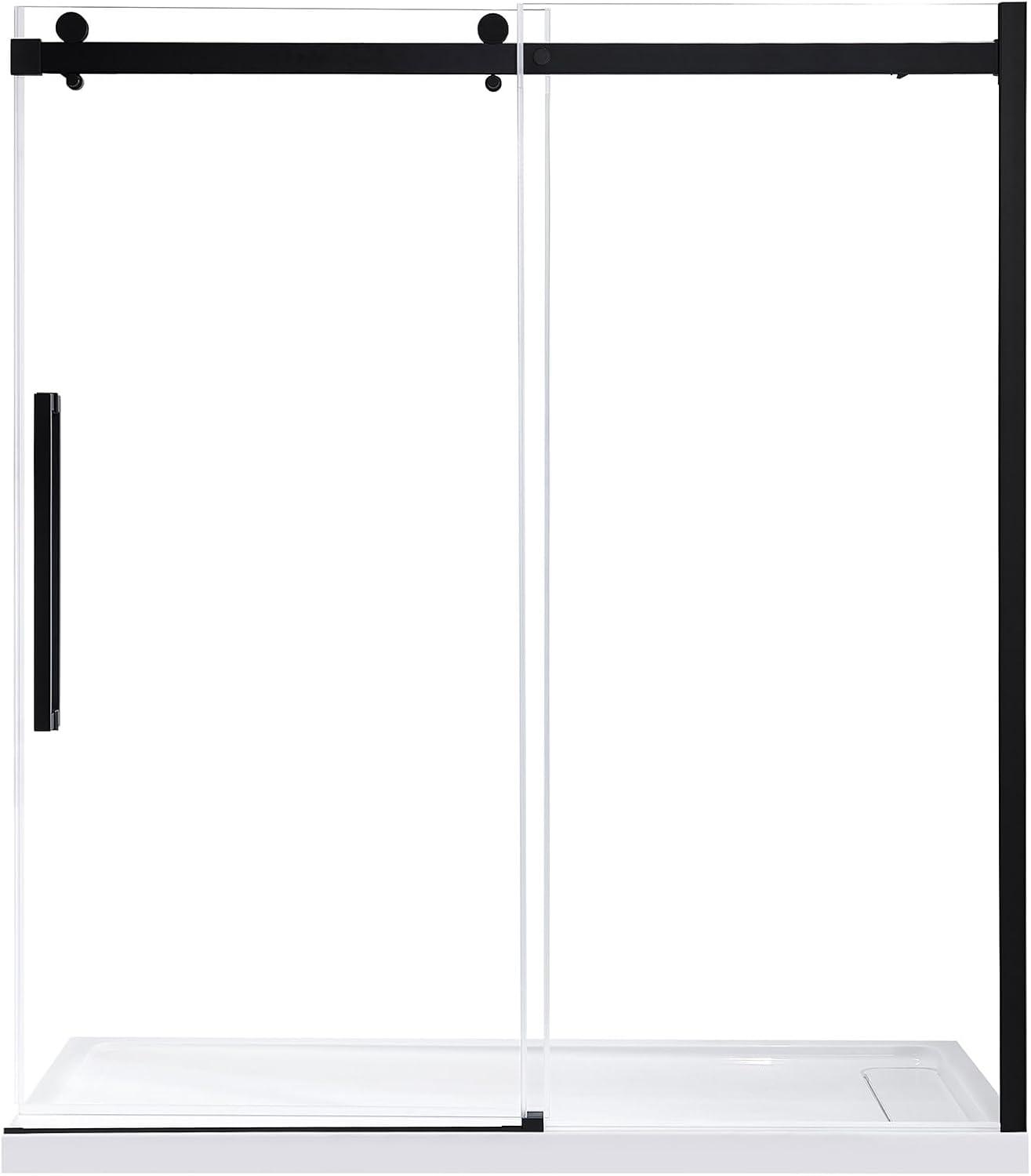 OVE Decors Bel Soft Close Black 72-in x 78.75-in Frameless Sliding Soft Close Shower Door