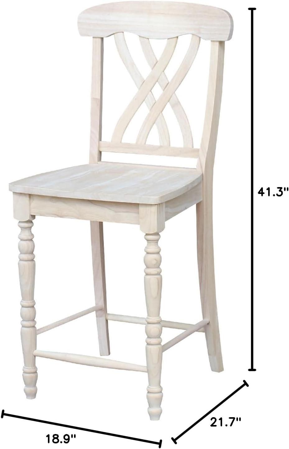 24" Lattice Counter Height Barstool Unfinished - International Concepts