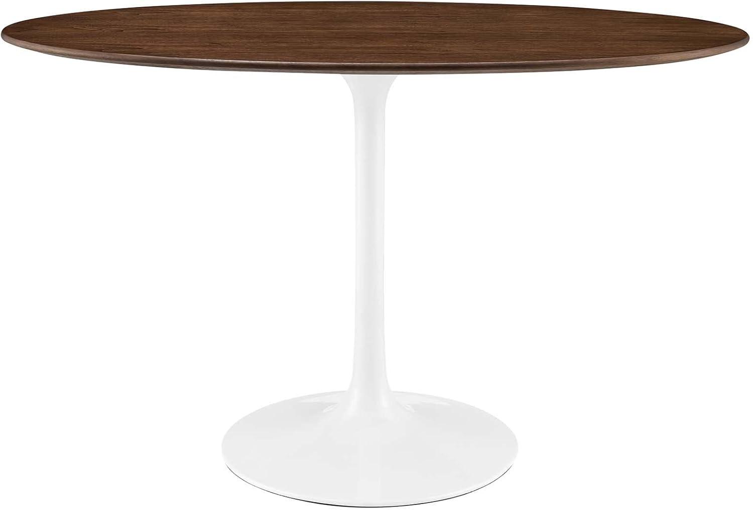 48" Lippa Oval Walnut Dining Table Walnut - Modway: Sleek Modern Pedestal, Seats 4