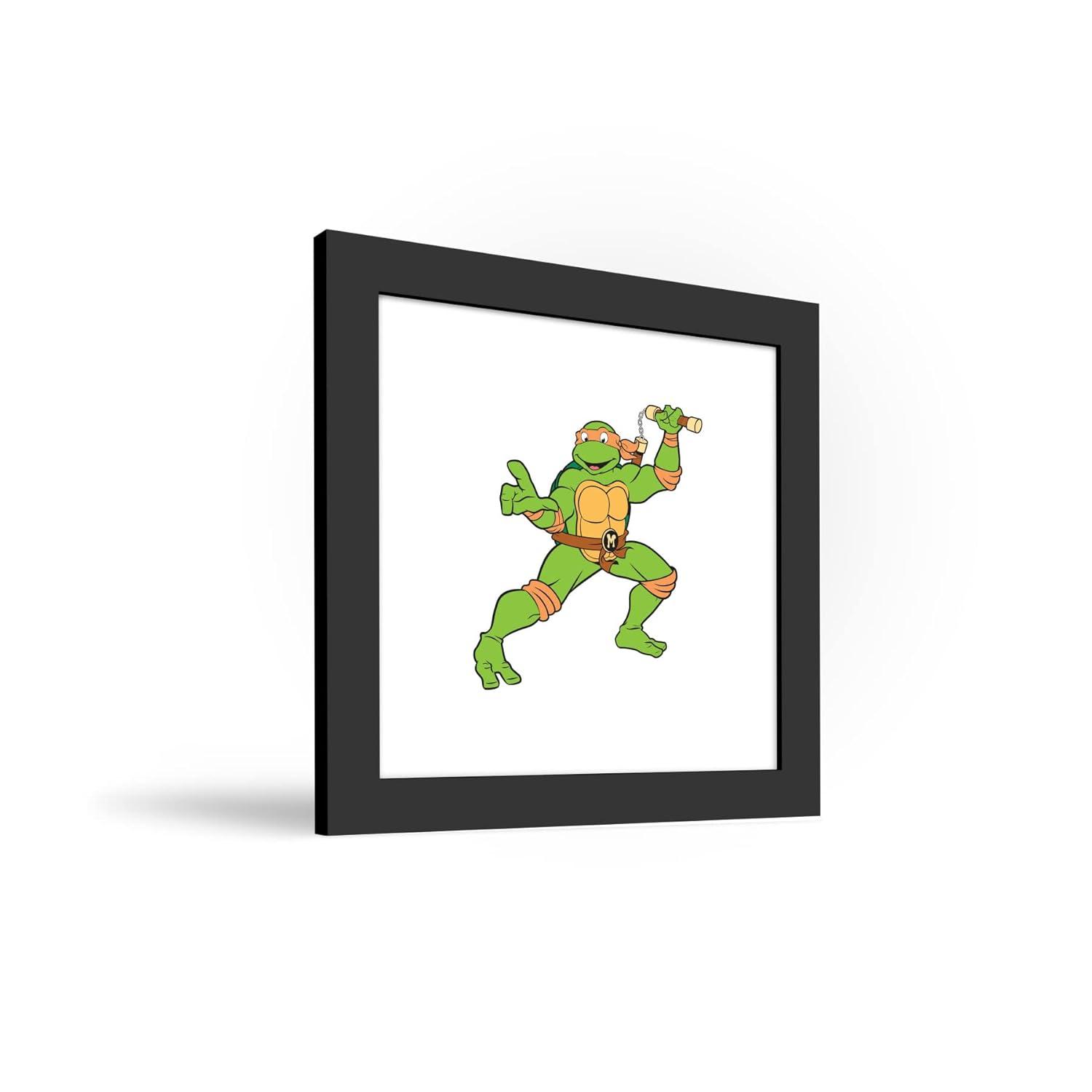 Gallery Pops Nickelodeon Teenage Mutant Ninja Turtles - Michelangelo Wall Art, Black Framed Version, 12" x 12"