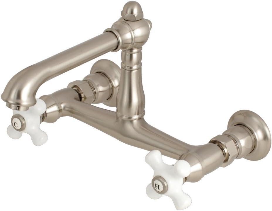 Kingston Brass English Country Two-Handle 2-Hole Wall Mount Bathroom Faucet