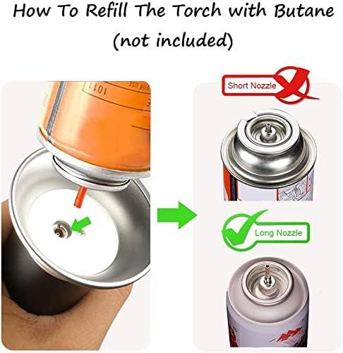 Blow Torch, Professional Kitchen Cooking Torch with Safety Lock Adjustable Flame Refillable Mini Blow Torch Lighter for Crafts Cooking BBQ Baking Brulee Creme DIY Soldering