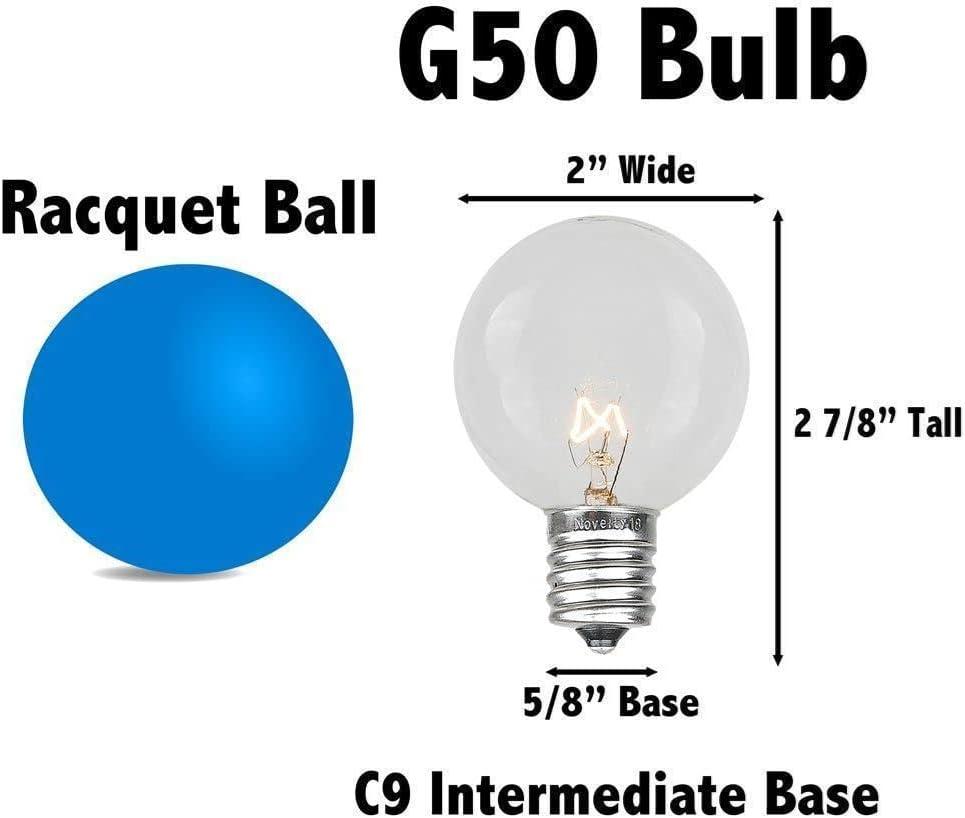 Novelty Lights 50 Feet Warm White LED G50 Globe Plastic Shatterproof Outdoor Patio String Lights, White Wire