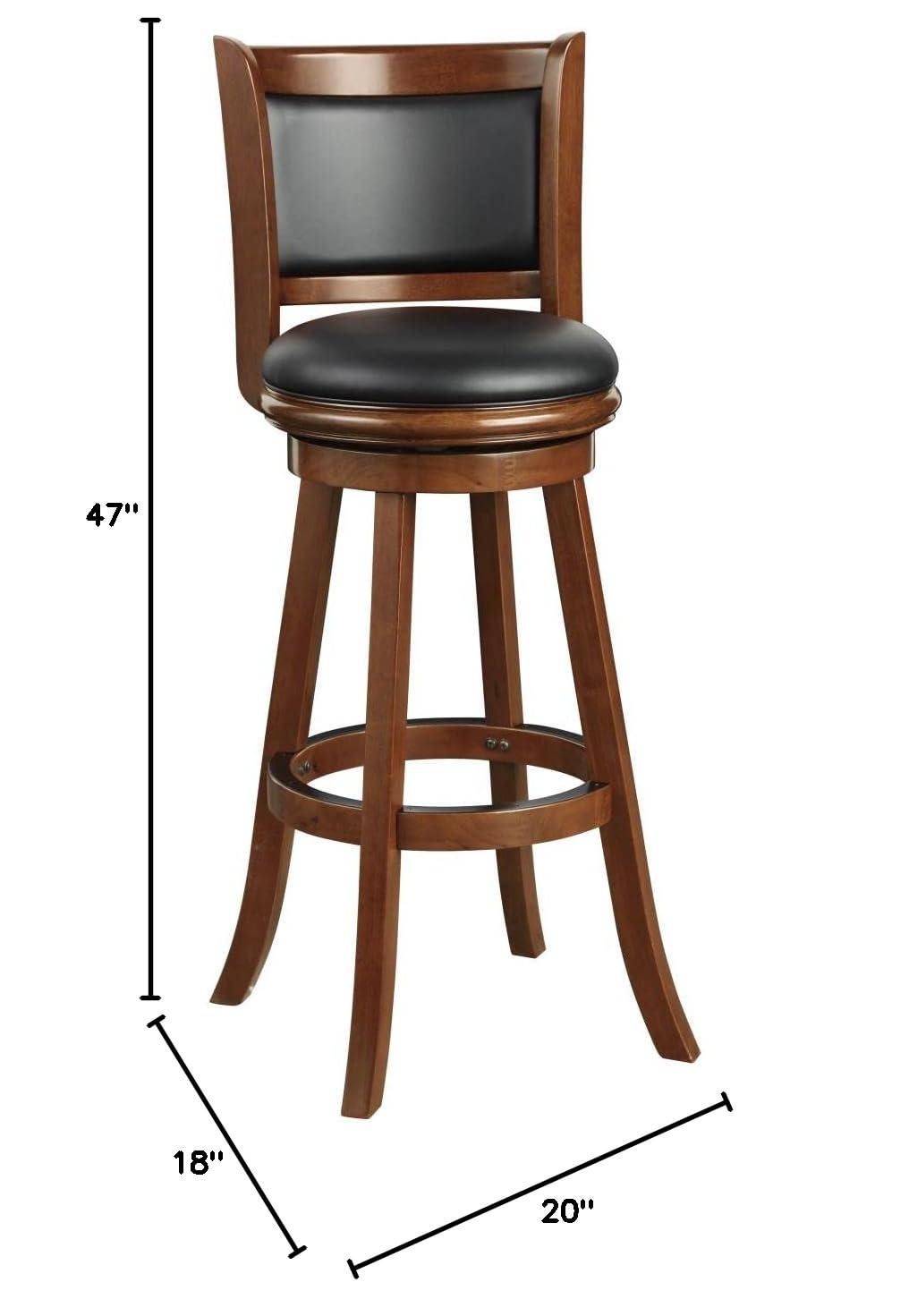 34" Extra Tall Augusta Swivel Barstool Cherry - Boraam: Modern Faux Leather, 360-Degree Swivel