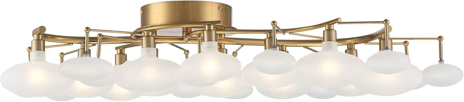 Possini Euro Design Lilypad Modern Ceiling Light Semi Flush Mount Fixture 30 1/4" Wide Warm Brass 12-Light Frosted Glass Shade for Bedroom Living Room