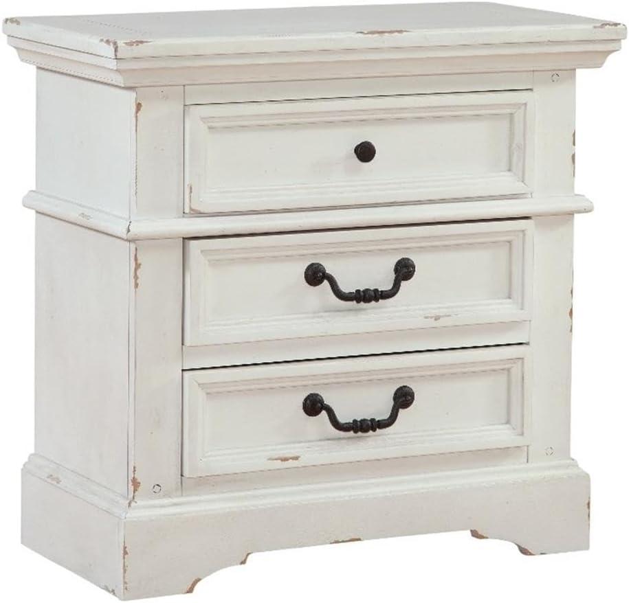 American Woodcrafters Stonebrook 3-Drawer Antique White Wood Nightstand