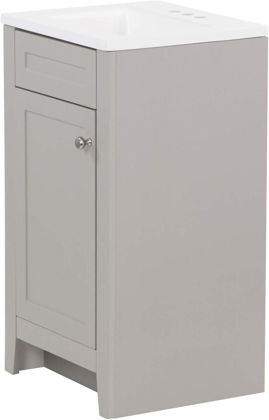 Gray Shaker Style Freestanding Bathroom Vanity with White Sink