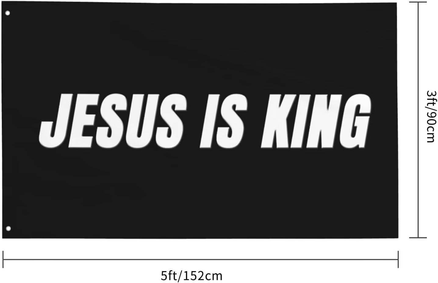 Jesus Is King Flag - Christian Jesus Flag - Outdoor Flags Hope Faith Over Fear - Easter Flags Decoration Gift - Indoor Wall Decoration - 3X5FT