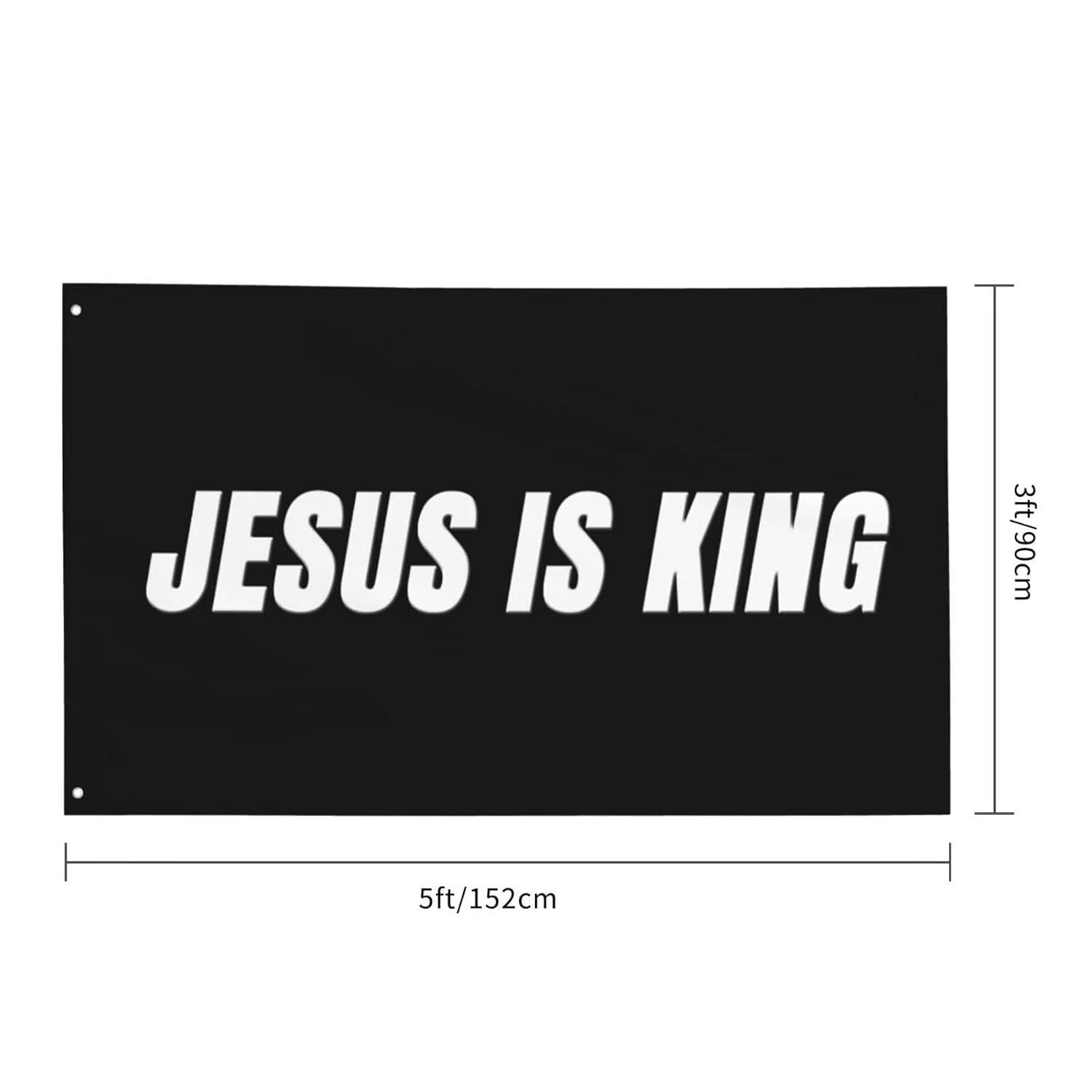 Jesus Is King Flag - Christian Jesus Flag - Outdoor Flags Hope Faith Over Fear - Easter Flags Decoration Gift - Indoor Wall Decoration - 3X5FT