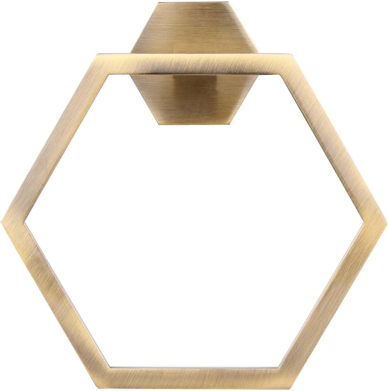 Hexagonal Gold Aluminum Wall-Mounted Towel Ring