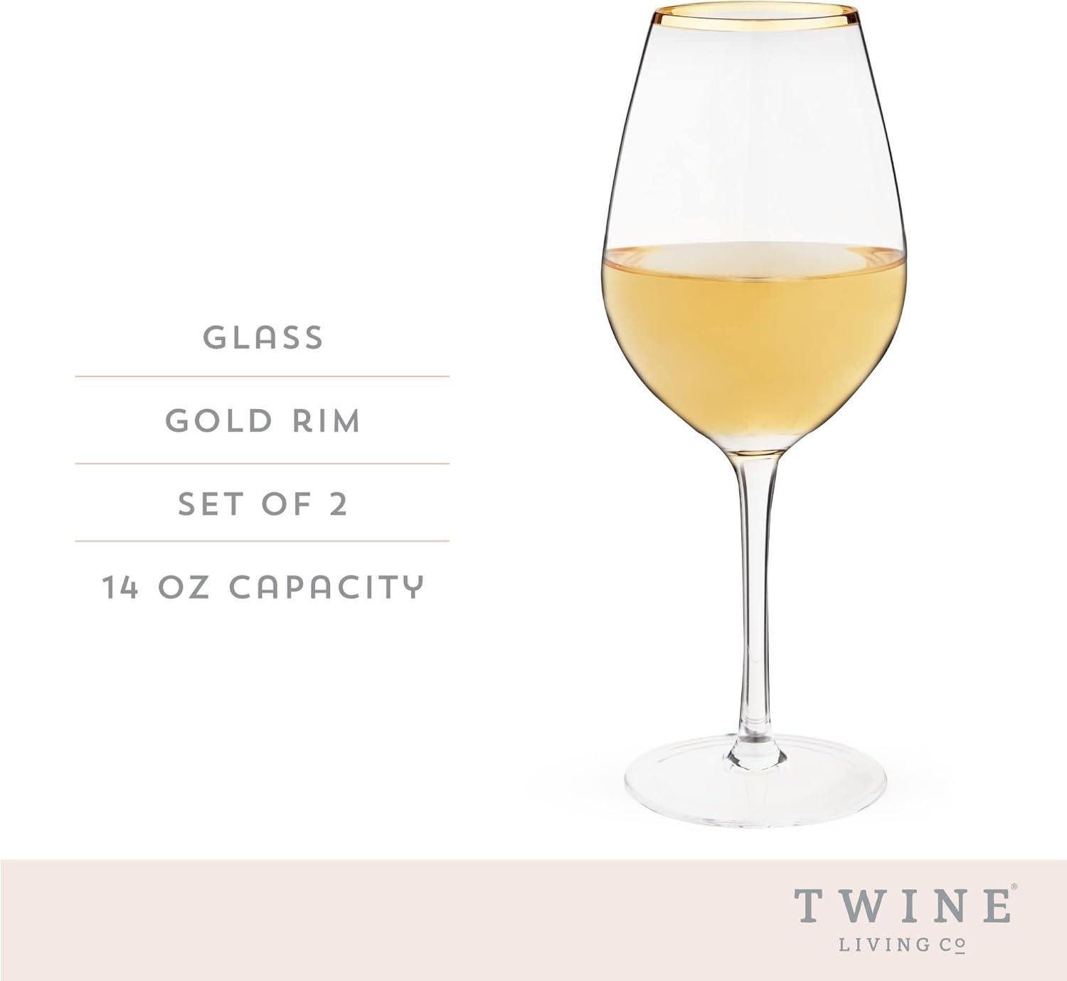 Twine Gilded Stemmed Wine Glasses (Set of 2)