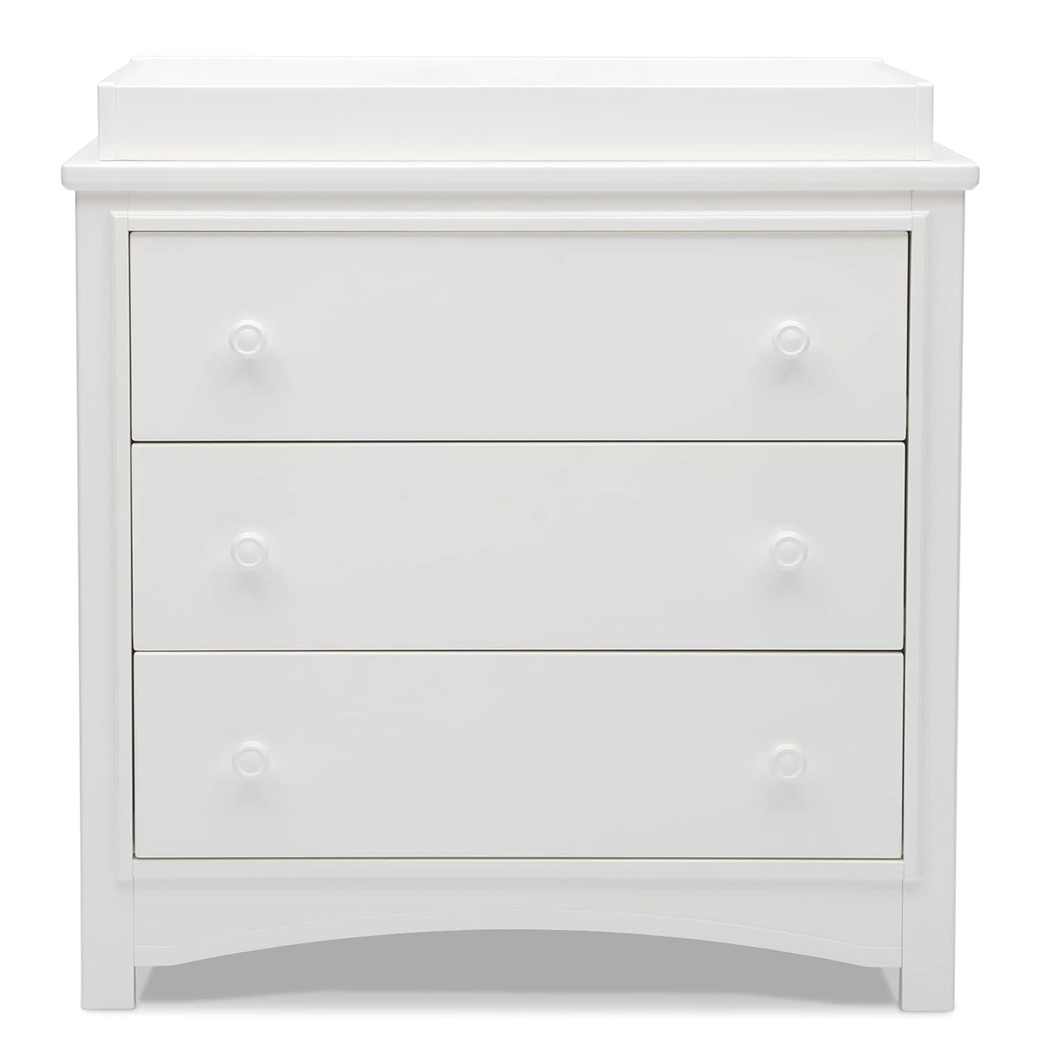 Delta Children Perry 3 Drawer Dresser with Changing Top, Greenguard Gold Certified, Bianca White