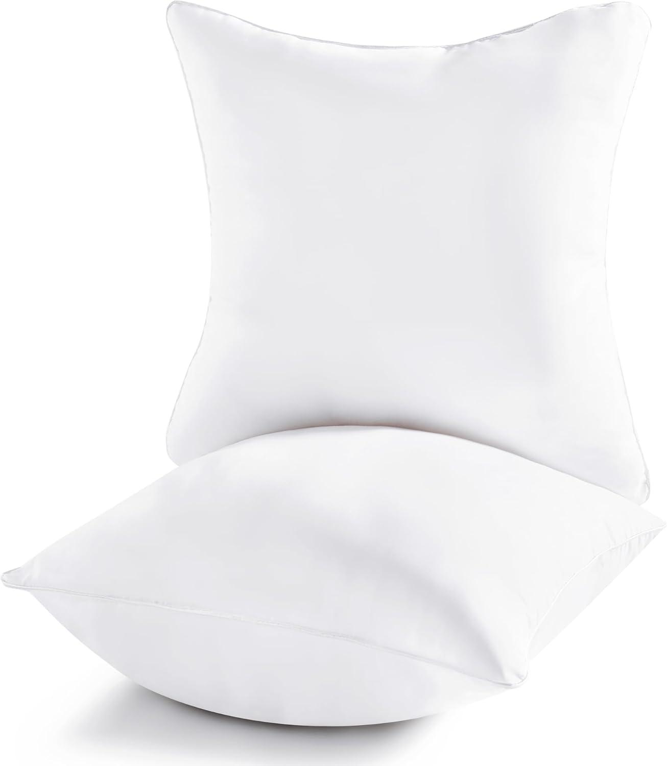 Euro 26x26 White Polyester Square Pillow Inserts, Set of 2