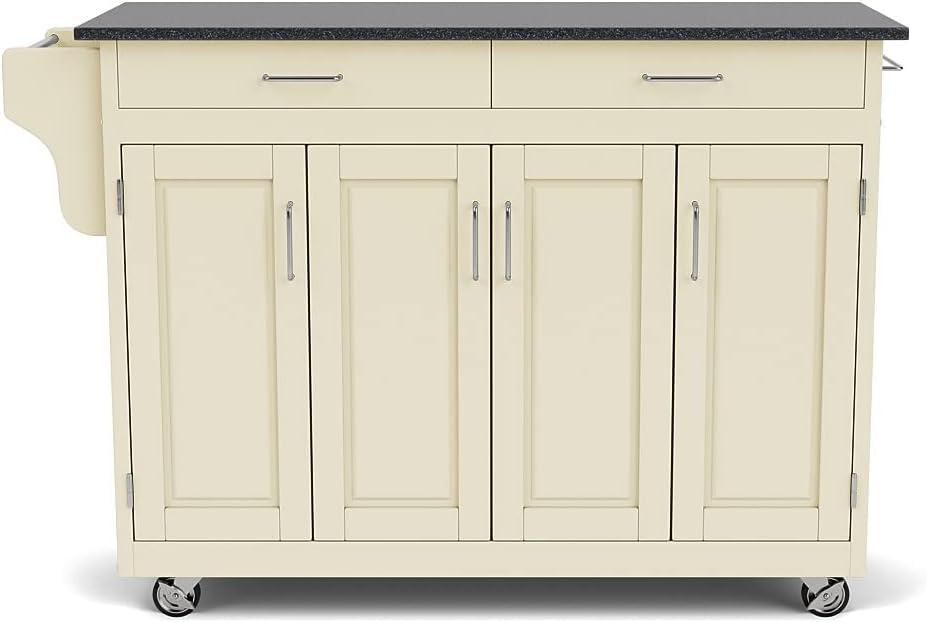 Create-a-Cart White Kitchen Cart With Stainless Top