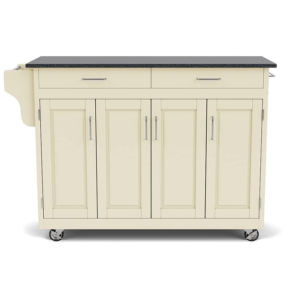Create-a-Cart White Kitchen Cart With Stainless Top