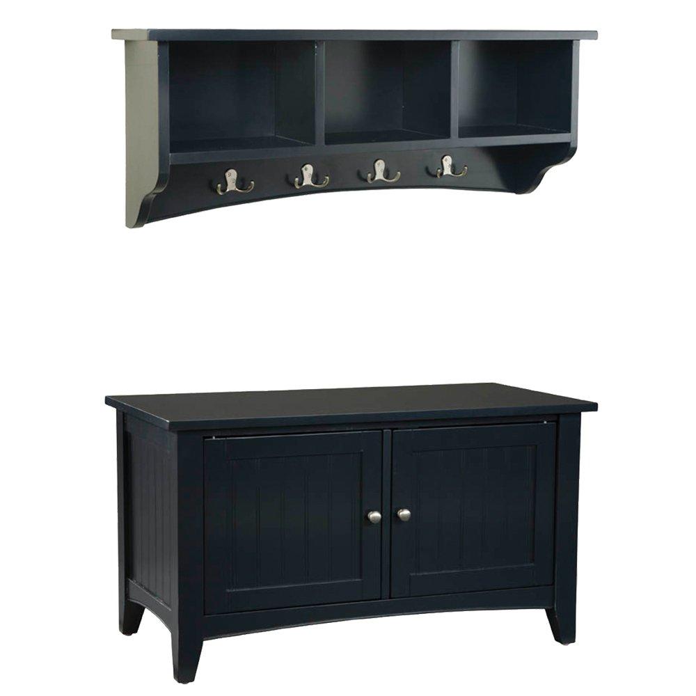 Shaker Cottage Storage Coat Hook with Cabinet Bench Set - Alaterre Furniture