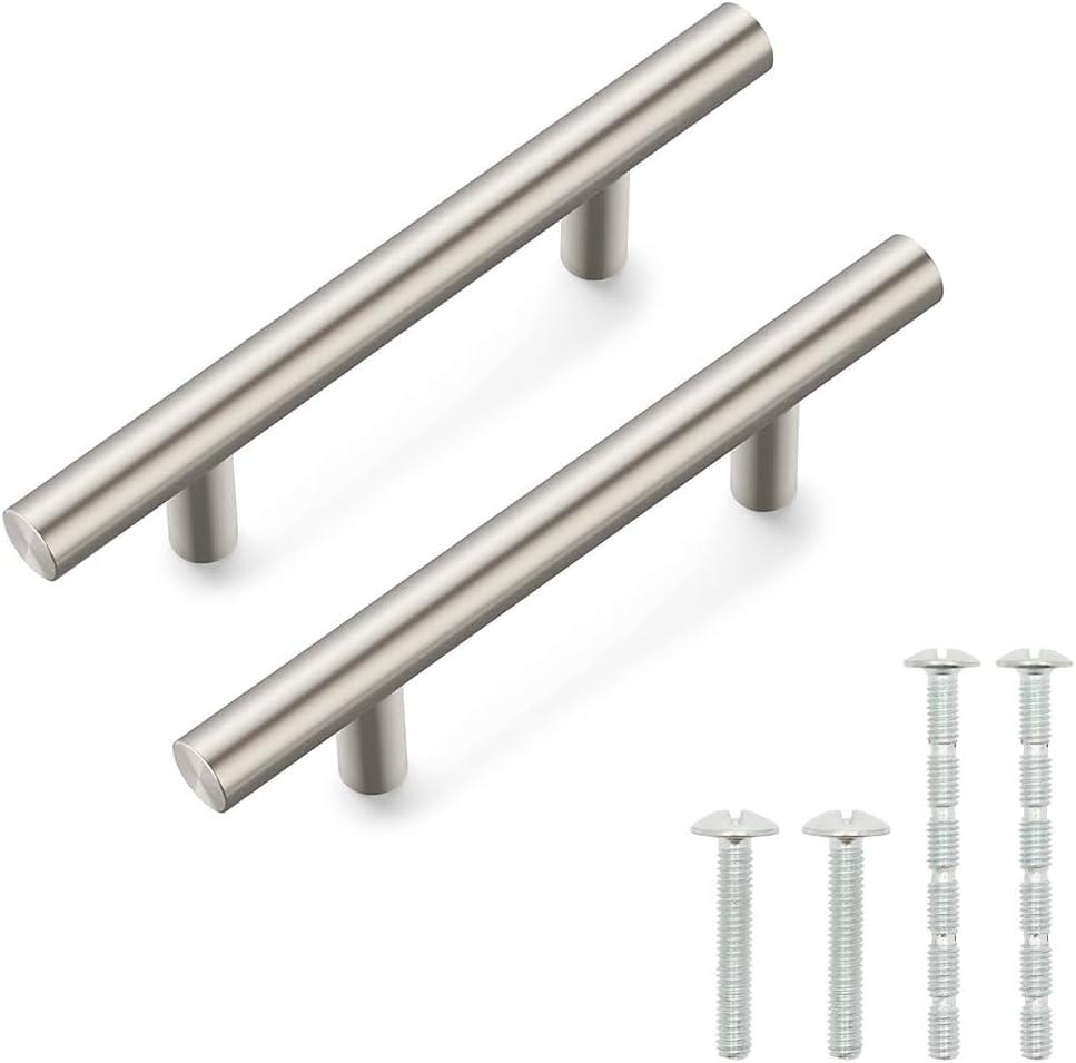 Ravinte 10 Pack 5" Cabinet Pulls Brushed Nickel Stainless Steel Kitchen Drawer Pulls Cabinet Handles 3" Hole Center