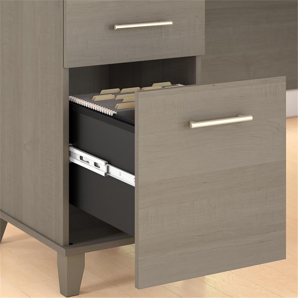 Bush Furniture Somerset 72W Sit to Stand L Desk with Hutch in Hansen Cherry