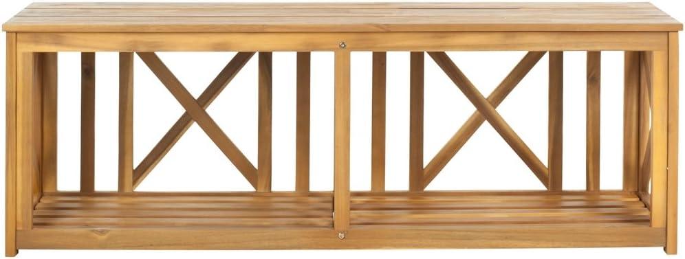 Transitional 51'' Natural Brown Acacia Outdoor Storage Bench