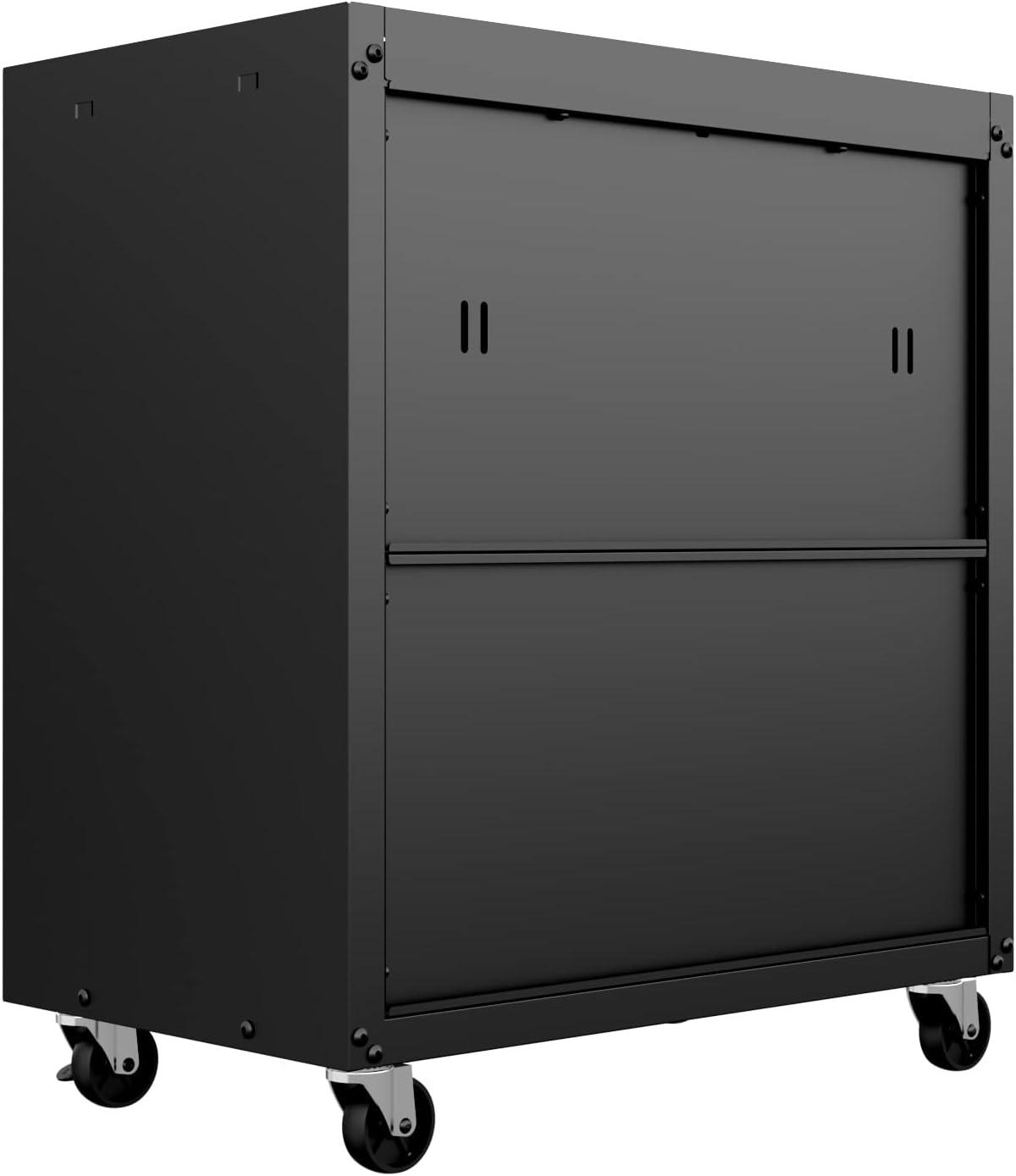 Fortress Textured Metal 31.5" Garage Mobile Chest with 3 Full Extension Drawers y