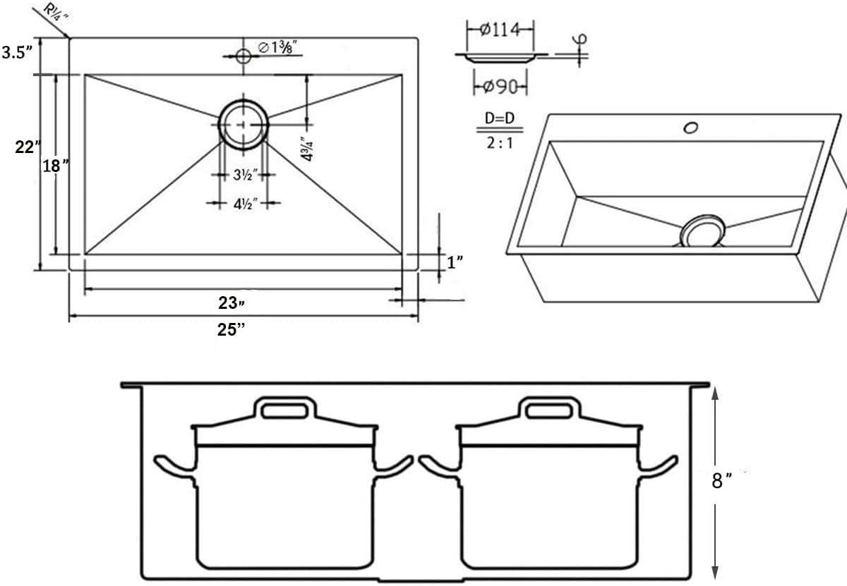 Ruvati 25 x 22 inch Drop-in Topmount Kitchen Sink 16 Gauge Stainless Steel Single Bowl