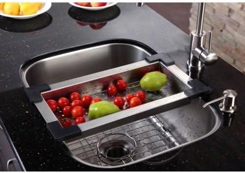 Stainless Steel Rectangular Colander with Black Cushions