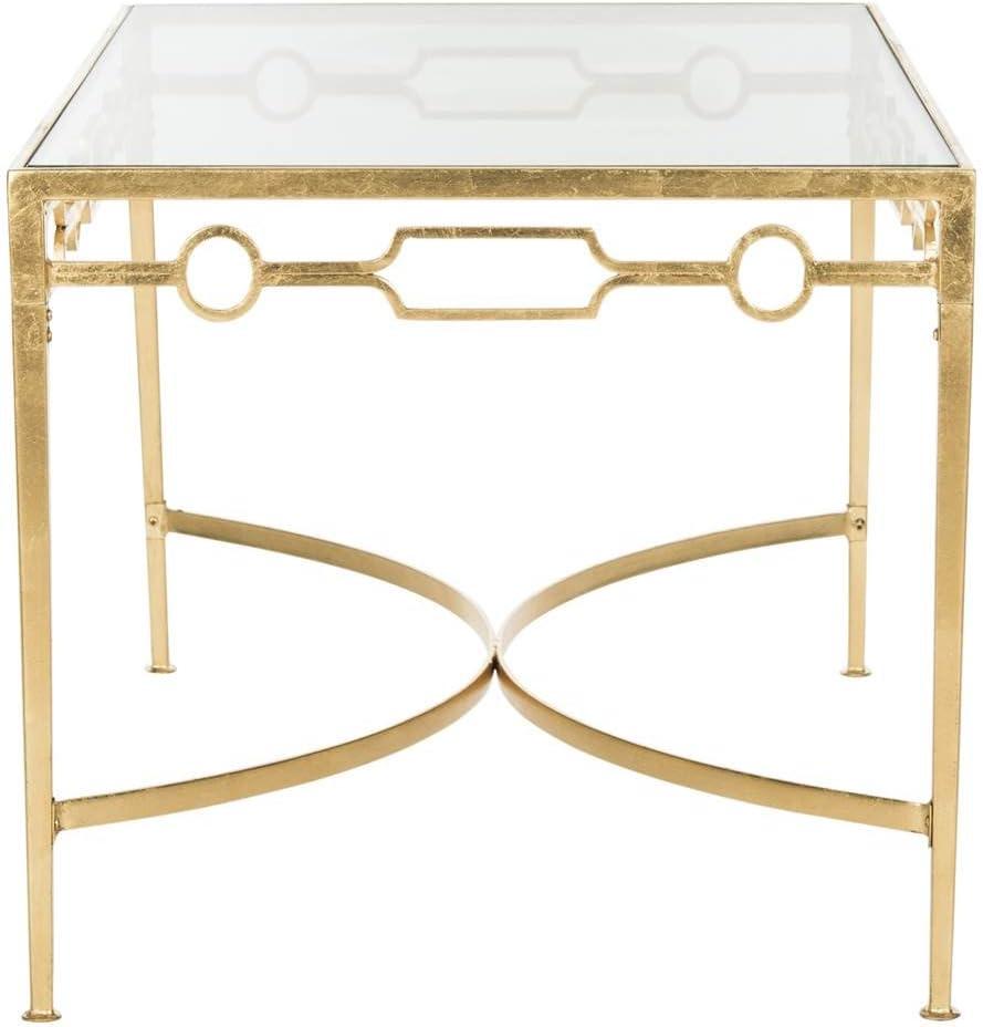 SAFAVIEH Lura Gold Leaf Retro Coffee Table, Gold/Clear