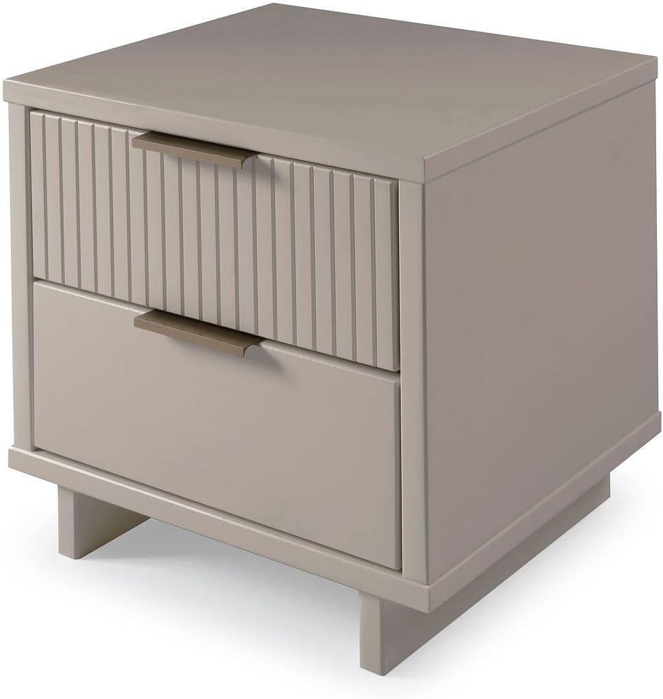Granville Modern 2 Drawer Nightstand Light Gray - Manhattan Comfort: Soft Close, UV Finish, Metal Handles