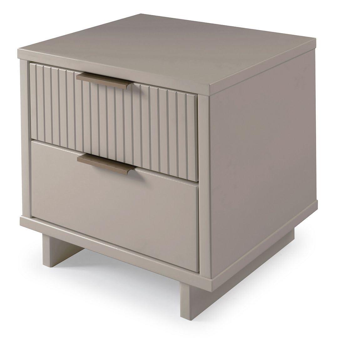 Granville Modern 2 Drawer Nightstand Light Gray - Manhattan Comfort: Soft Close, UV Finish, Metal Handles