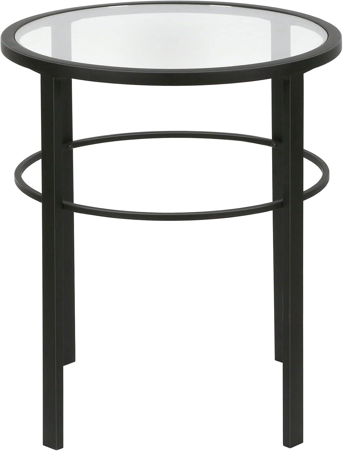 20" Blackened Bronze and Glass Round Side Table