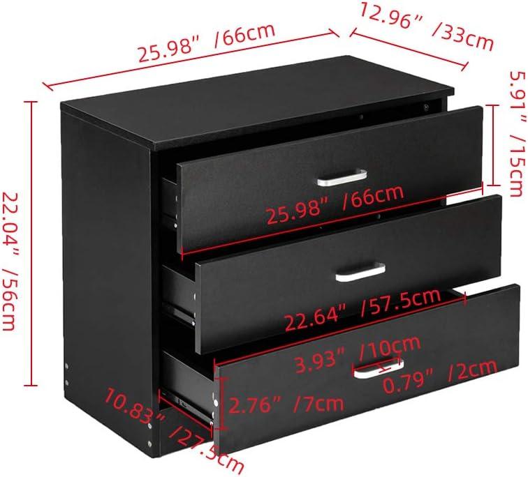 XIAOTAO 3-Drawer Dresser, Small Nightstand Modern Storage Chest of Drawer Wooden Side Table End Table for Bedroom, Living Room, Reception Room (White)