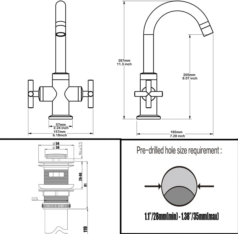 Brushed Nickel 4-Inch Centerset Bathroom Faucet with Swivel Spout