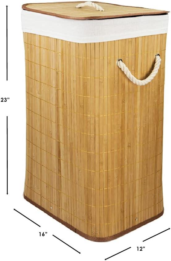 Natural Bamboo Foldable Laundry Hamper with Removable Liner