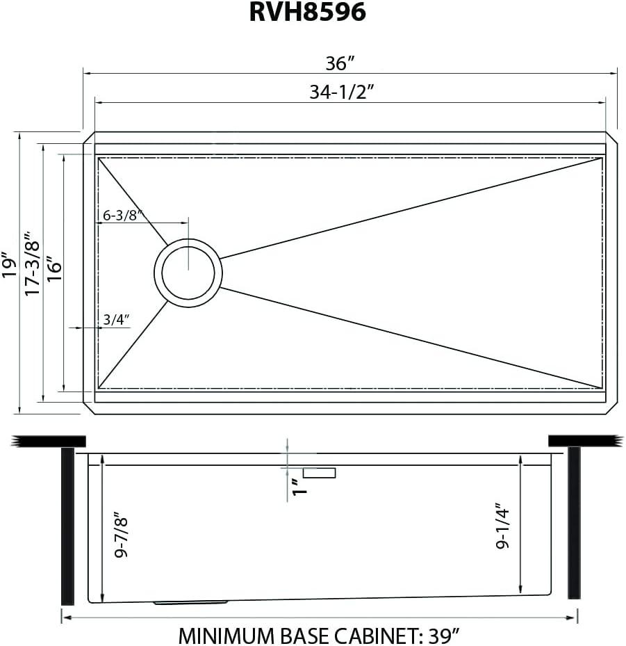 Ruvati 36-inch Workstation Slope Bottom Offset Drain Undermount 16 Gauge Kitchen Sink