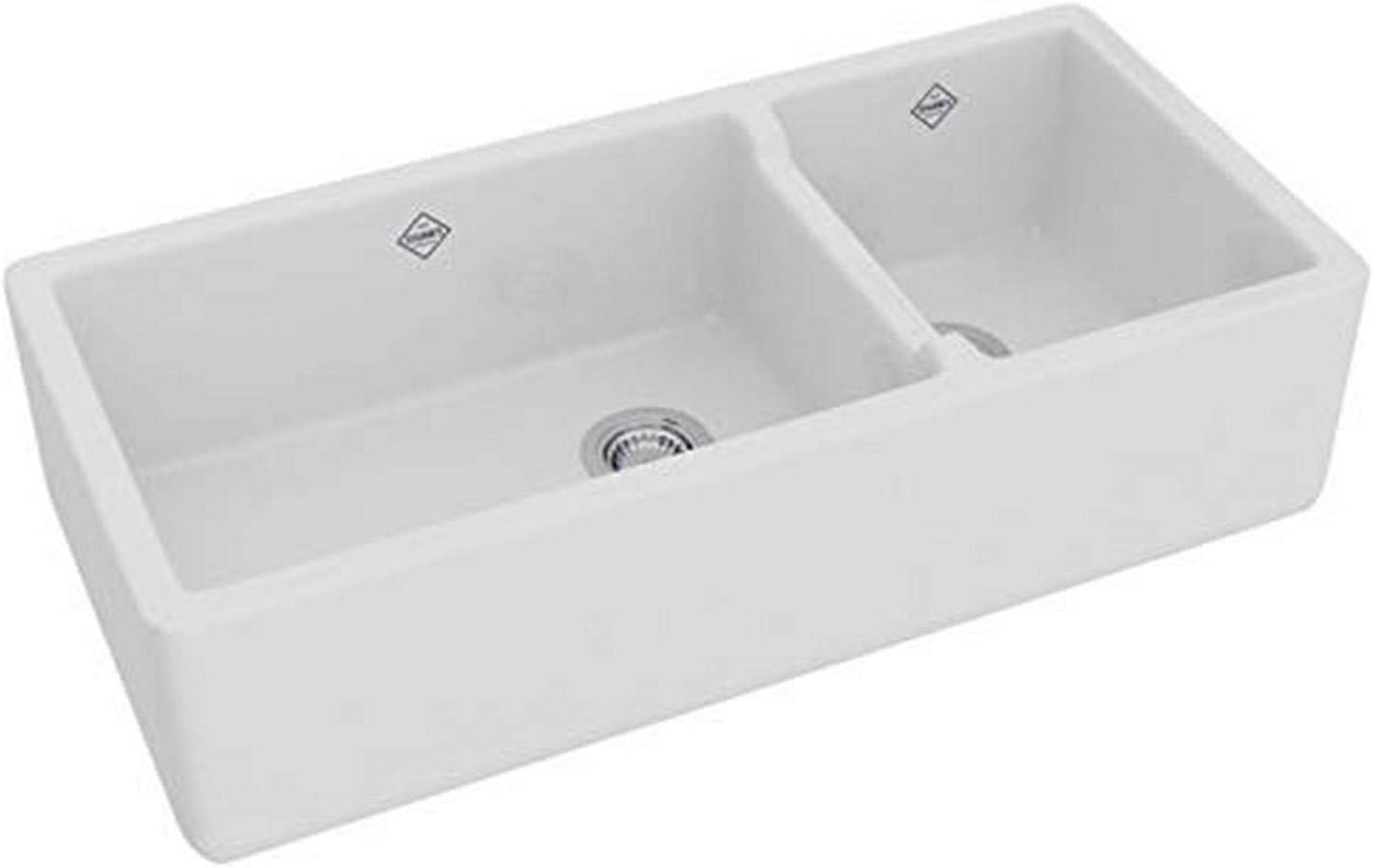 Lancaster 40" Double Bowl Farmhouse Apron Front Fireclay Kitchen Sink