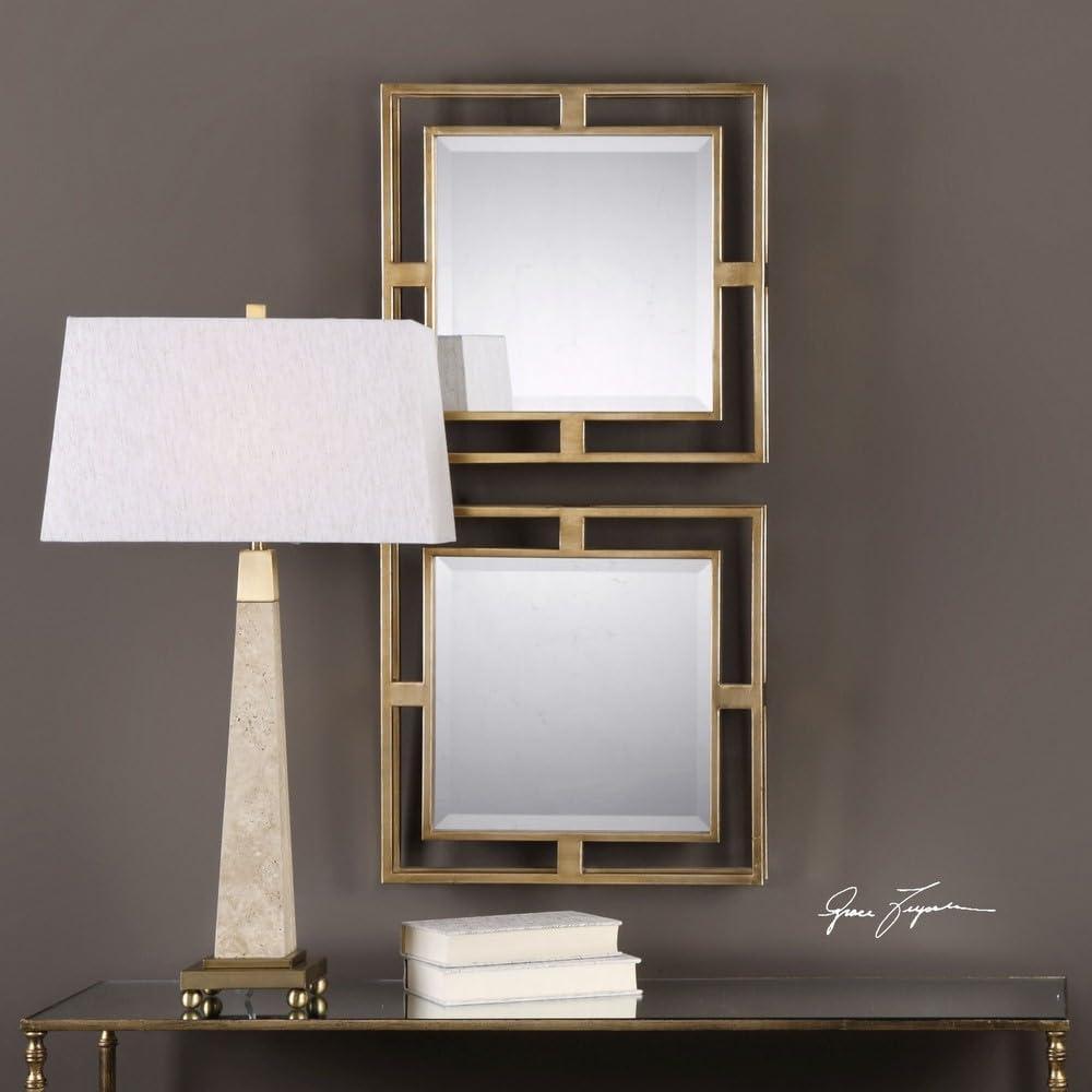 HN Home Asheville Boho Gold Square Wall Mirrors - Set of 2