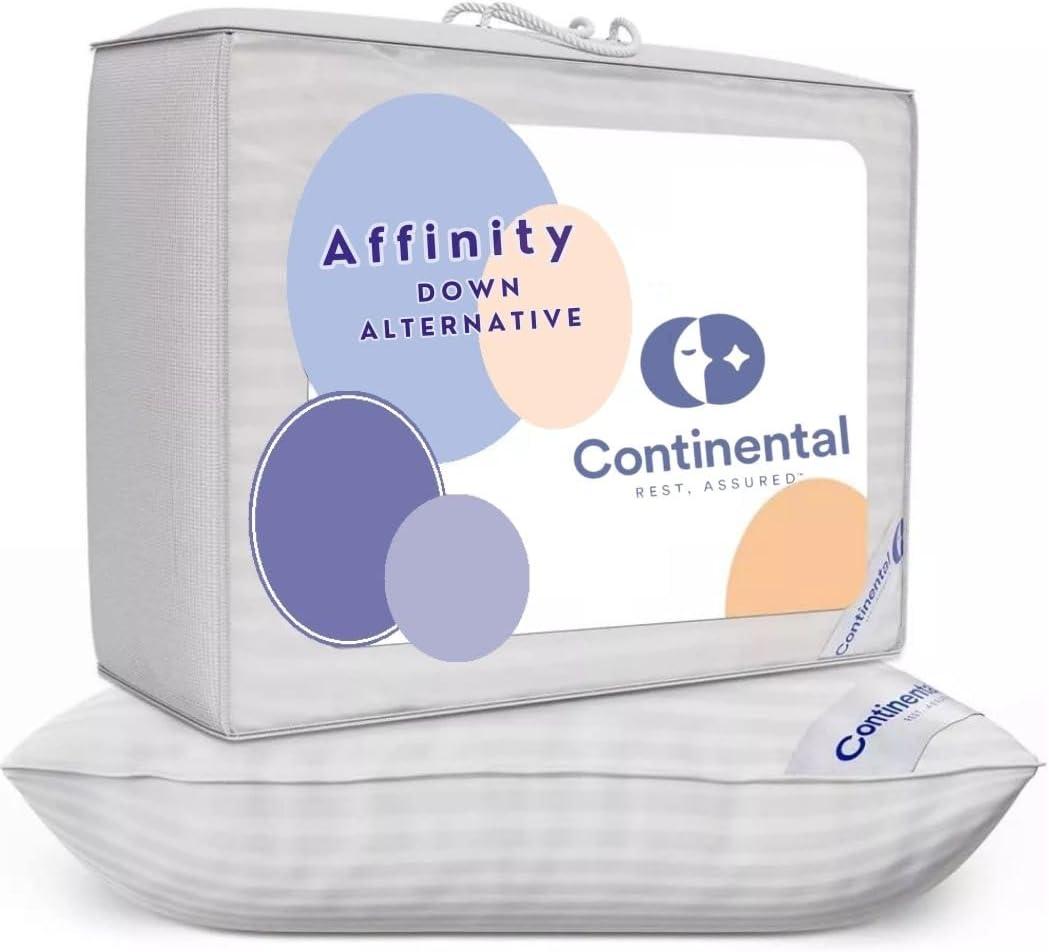 Continental Bedding Affinity 100% Cotton Down Alternative Polyester Bed Pillow - Standard Size - Set of 2
